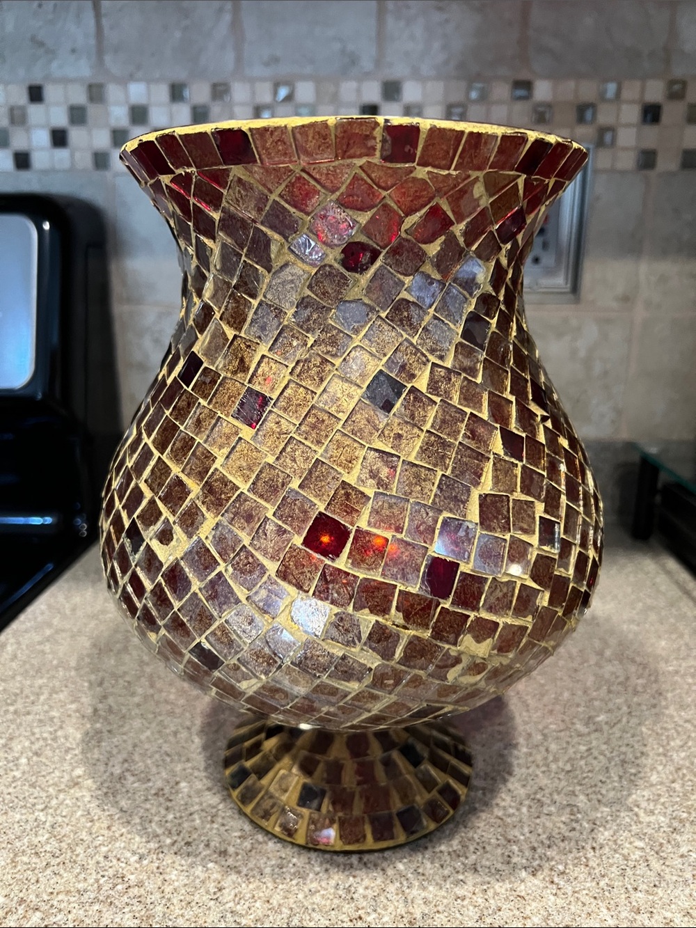 Vintage Bombay Company Mosaic Glass Hurricane